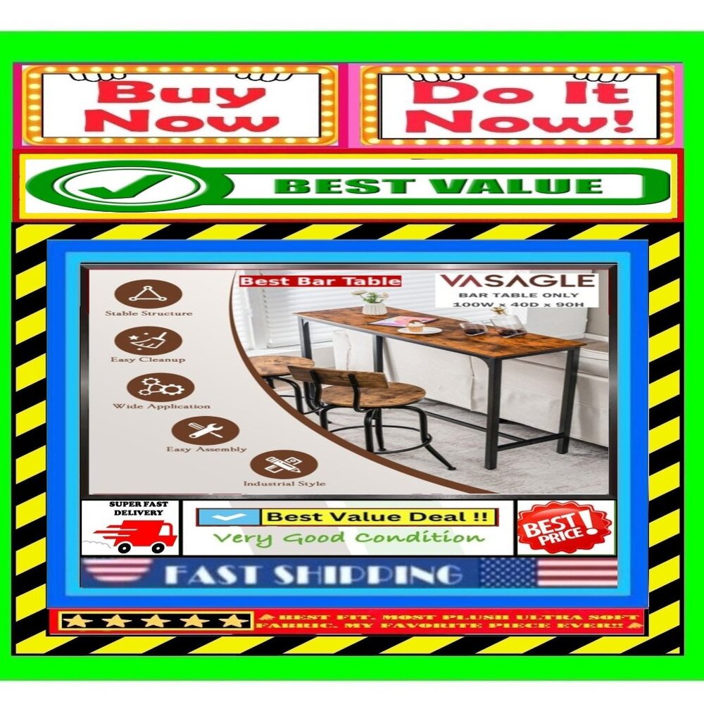 ✅🚨🆕🔴🌸S🌸A🌸L🌸E🌸❗️🌠🆒🔴📢VASAGLE Rectangle BAR Sturdy TABLE🟢💸BUY NOW📲💸